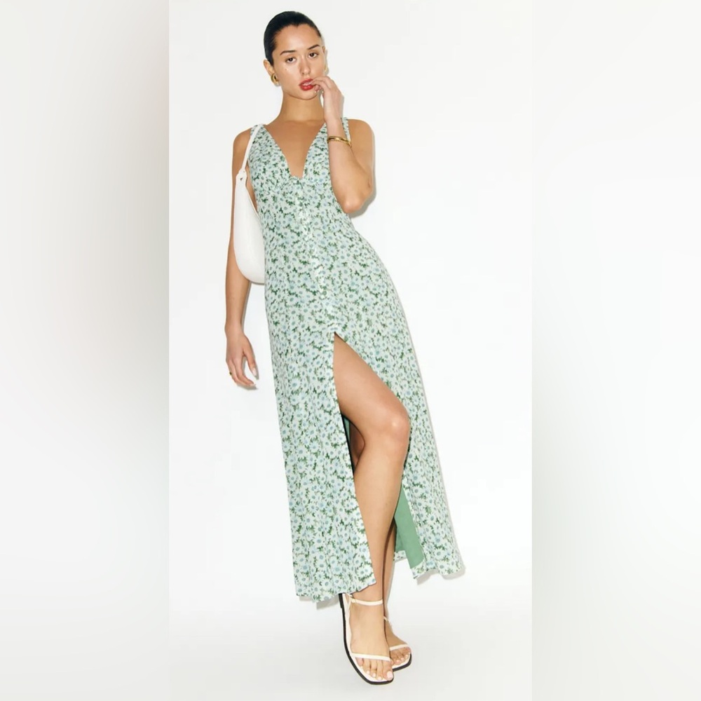 Reformation Ceara Dress Green - Size 6